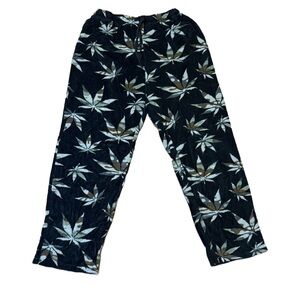 Leaf Print Black Pants camo leaf print pants pajama fleece bottoms